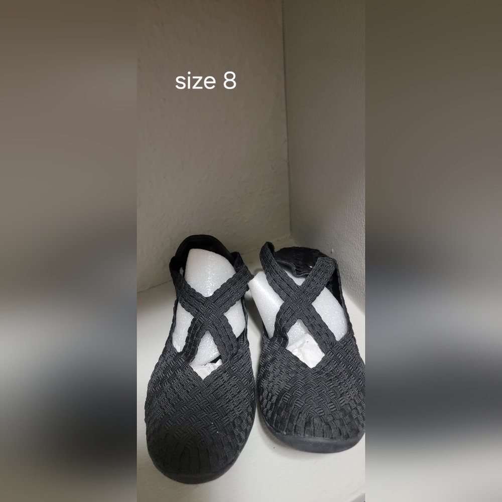 bernie mev. Black Woven Sandals